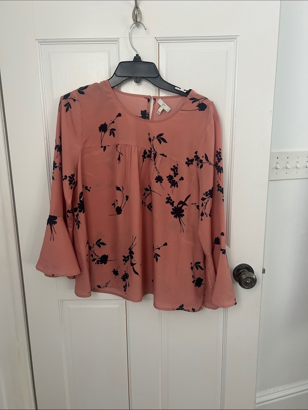 Joie Dusty Rose Blouse with Black Floral Print